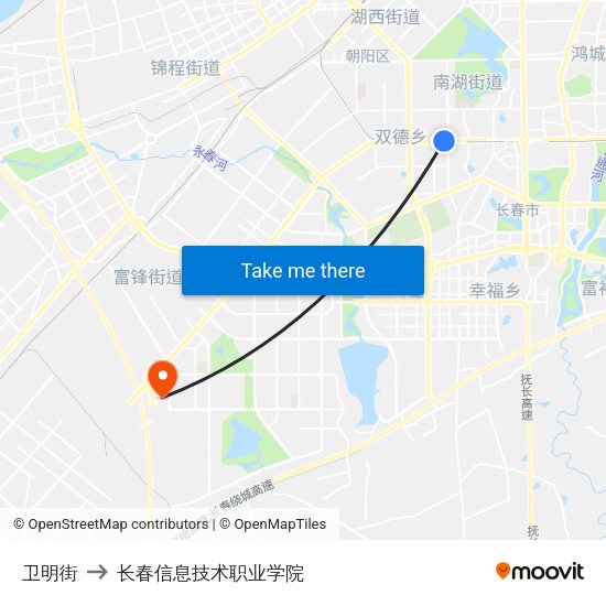 卫明街 to 长春信息技术职业学院 map