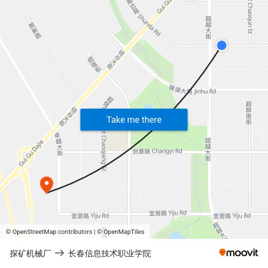 探矿机械厂 to 长春信息技术职业学院 map