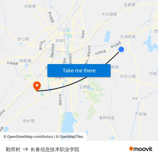 勤劳村 to 长春信息技术职业学院 map