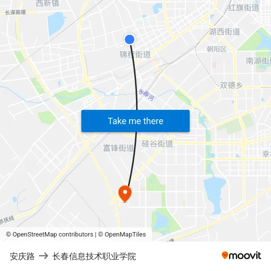安庆路 to 长春信息技术职业学院 map
