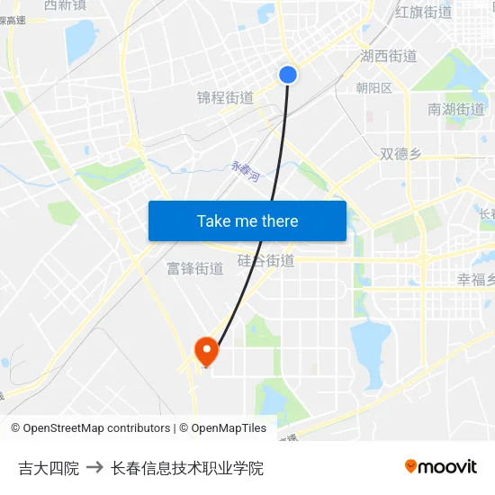 吉大四院 to 长春信息技术职业学院 map