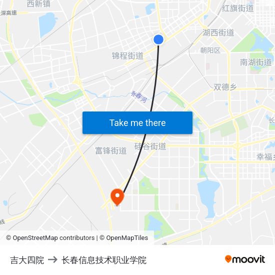 吉大四院 to 长春信息技术职业学院 map