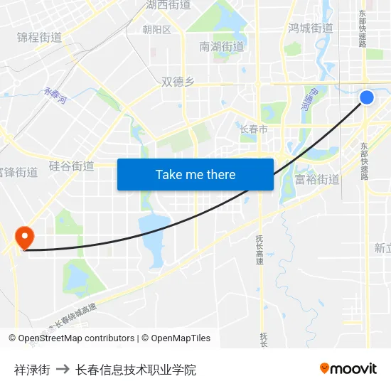 祥渌街 to 长春信息技术职业学院 map