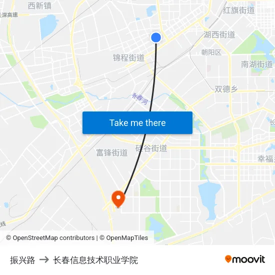 振兴路 to 长春信息技术职业学院 map