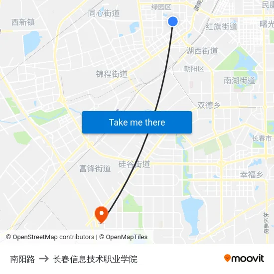 南阳路 to 长春信息技术职业学院 map