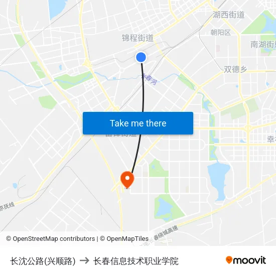 长沈公路(兴顺路) to 长春信息技术职业学院 map
