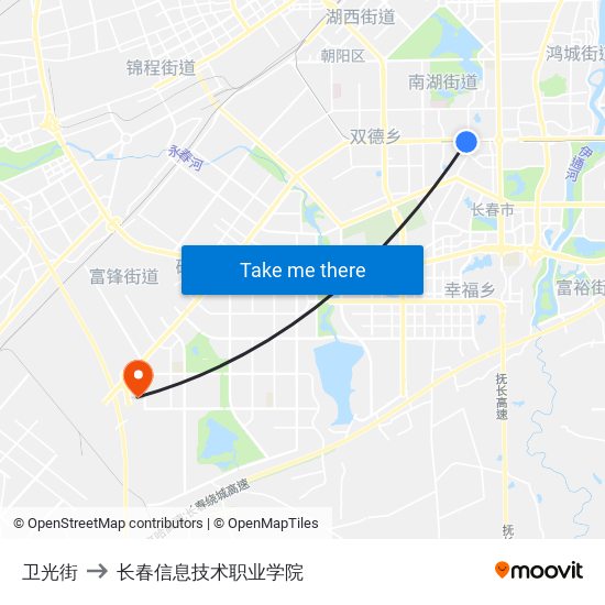 卫光街 to 长春信息技术职业学院 map