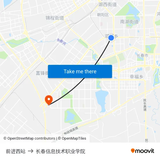 前进西站 to 长春信息技术职业学院 map