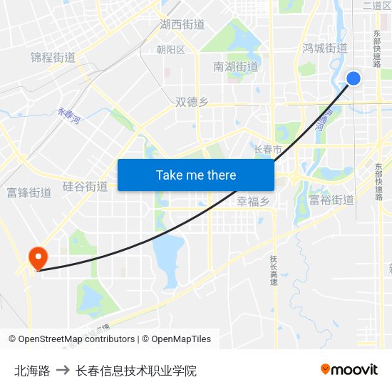 北海路 to 长春信息技术职业学院 map