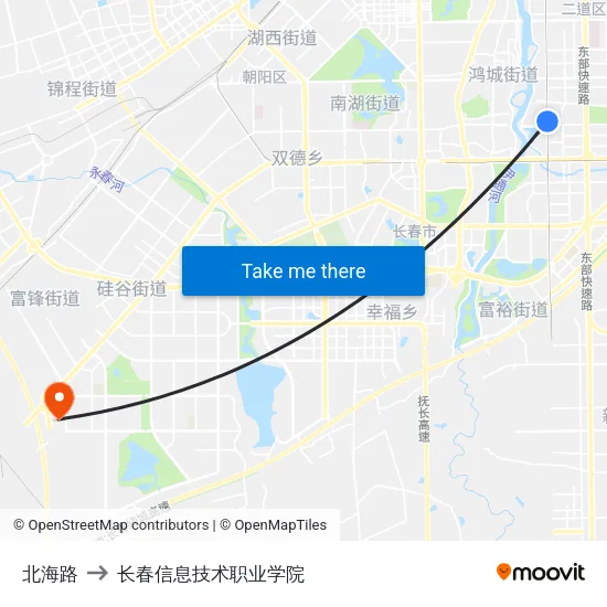 北海路 to 长春信息技术职业学院 map
