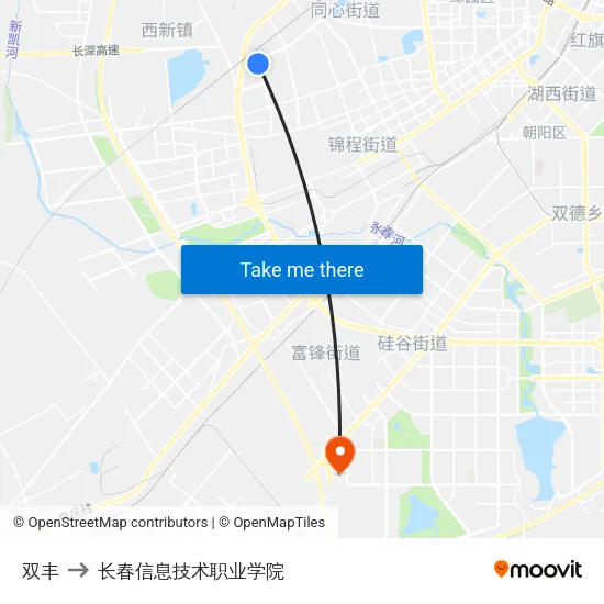 双丰 to 长春信息技术职业学院 map