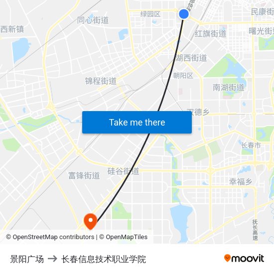 景阳广场 to 长春信息技术职业学院 map