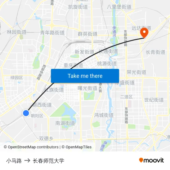 小马路 to 长春师范大学 map