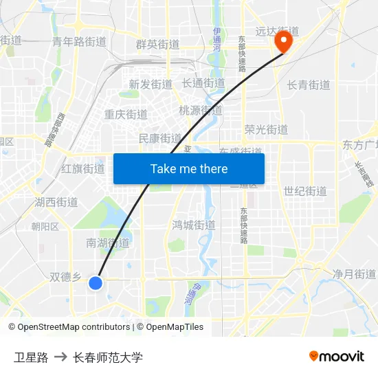 卫星路 to 长春师范大学 map