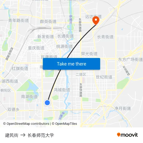 建民街 to 长春师范大学 map