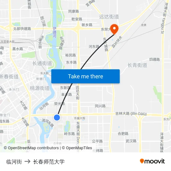 临河街 to 长春师范大学 map