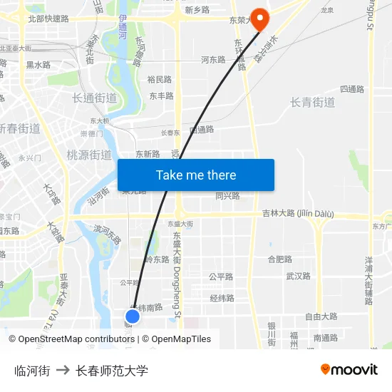 临河街 to 长春师范大学 map