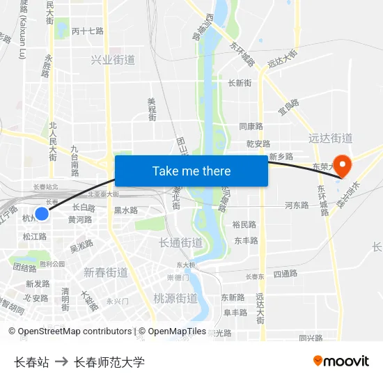 长春站 to 长春师范大学 map