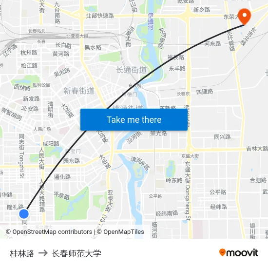 桂林路 to 长春师范大学 map
