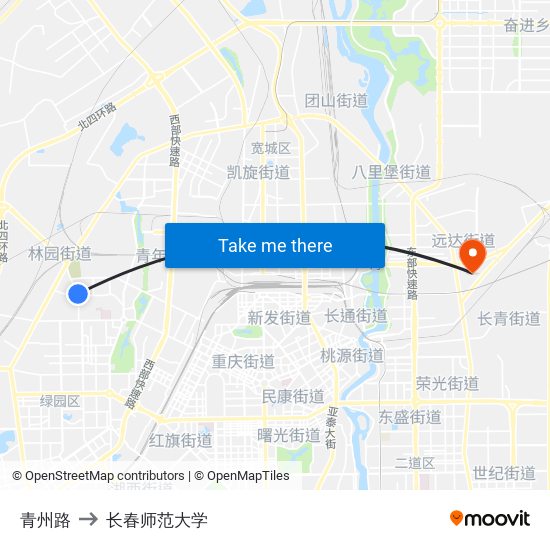 青州路 to 长春师范大学 map