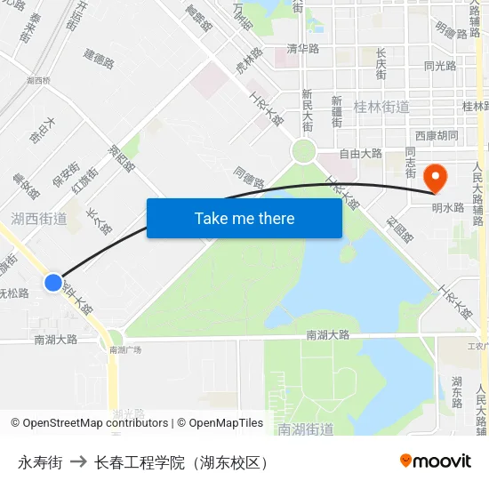 永寿街 to 长春工程学院（湖东校区） map