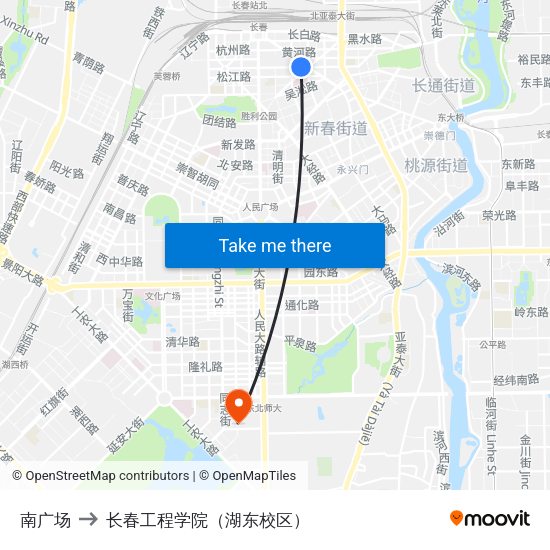 南广场 to 长春工程学院（湖东校区） map