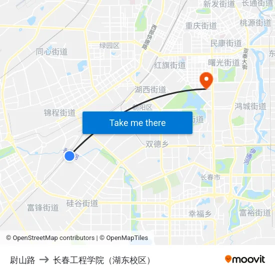 尉山路 to 长春工程学院（湖东校区） map