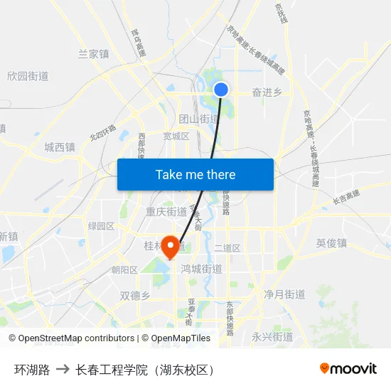 环湖路 to 长春工程学院（湖东校区） map