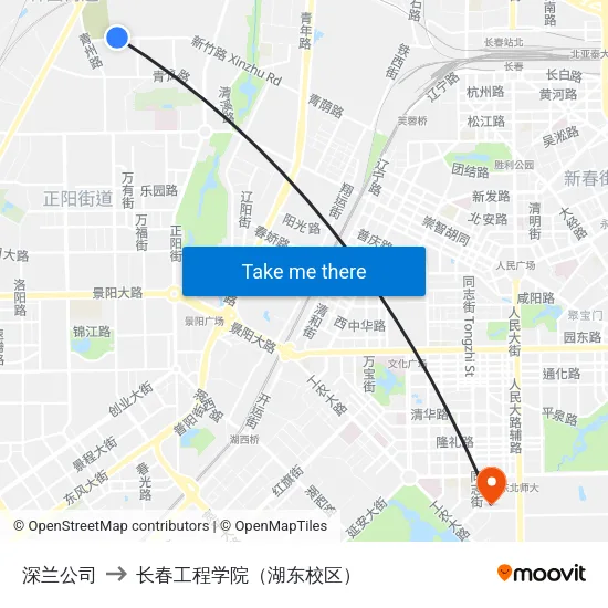 深兰公司 to 长春工程学院（湖东校区） map
