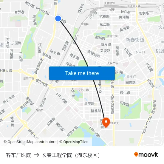 客车厂医院 to 长春工程学院（湖东校区） map