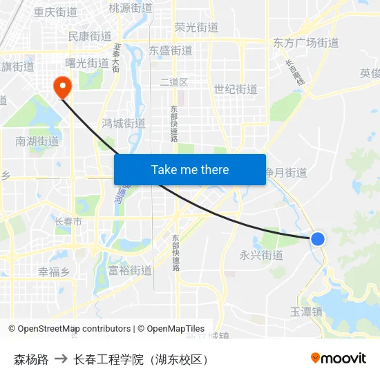 森杨路 to 长春工程学院（湖东校区） map