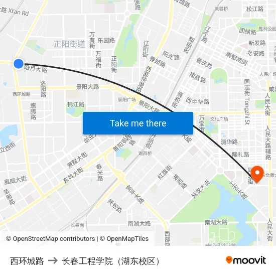 西环城路 to 长春工程学院（湖东校区） map