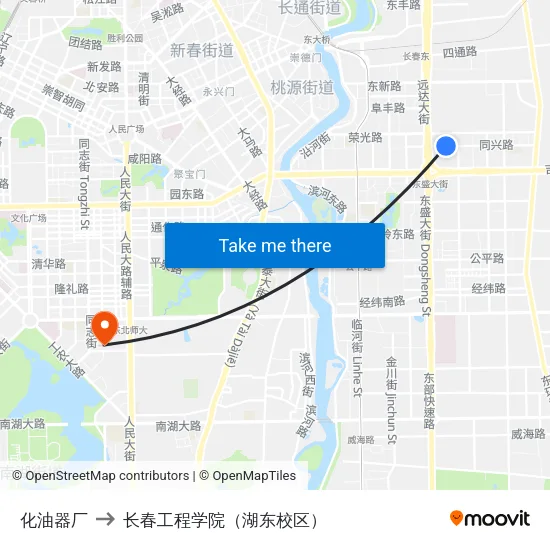 化油器厂 to 长春工程学院（湖东校区） map