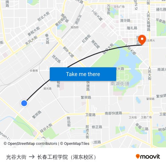 光谷大街 to 长春工程学院（湖东校区） map