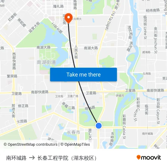 南环城路 to 长春工程学院（湖东校区） map