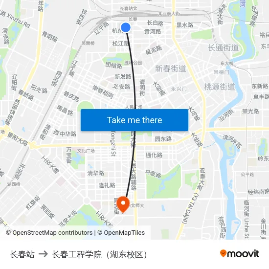 长春站 to 长春工程学院（湖东校区） map