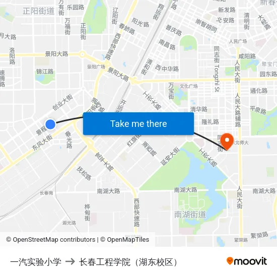 一汽实验小学 to 长春工程学院（湖东校区） map