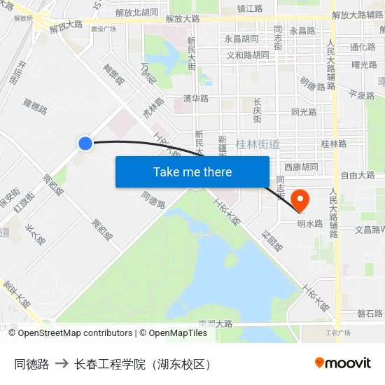 同德路 to 长春工程学院（湖东校区） map