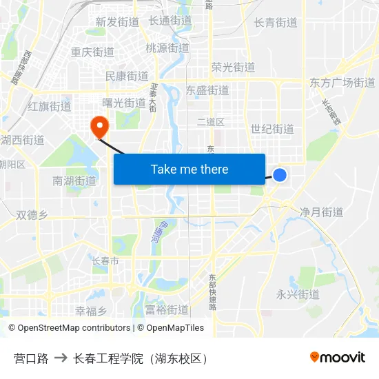 营口路 to 长春工程学院（湖东校区） map