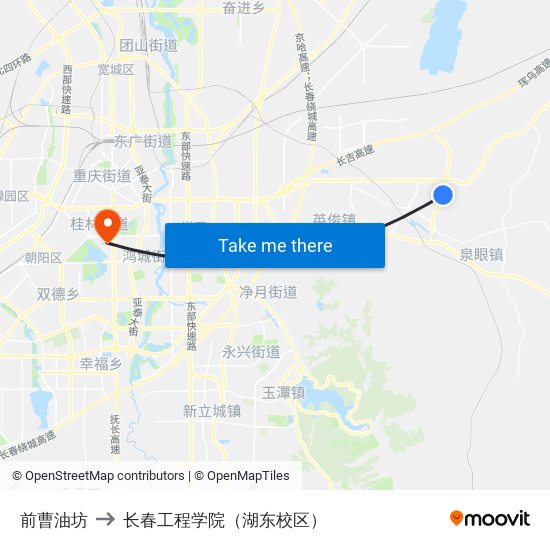 前曹油坊 to 长春工程学院（湖东校区） map