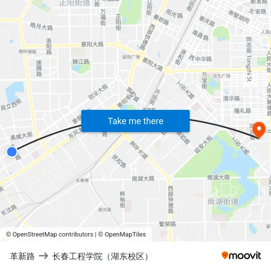 革新路 to 长春工程学院（湖东校区） map
