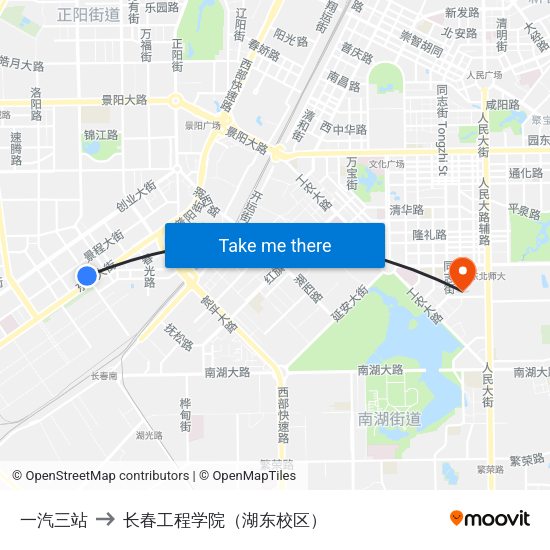 一汽三站 to 长春工程学院（湖东校区） map