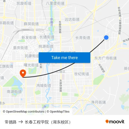 常德路 to 长春工程学院（湖东校区） map