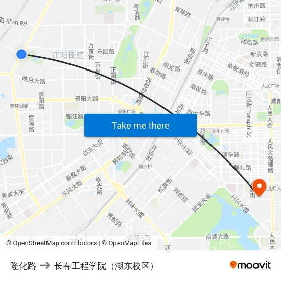 隆化路 to 长春工程学院（湖东校区） map