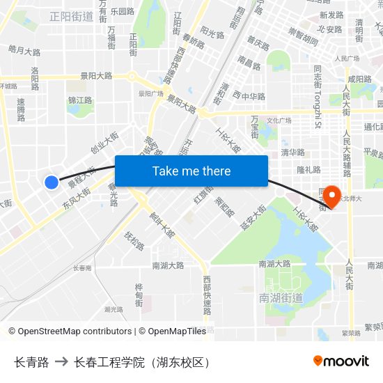 长青路 to 长春工程学院（湖东校区） map