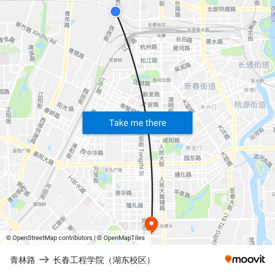 青林路 to 长春工程学院（湖东校区） map