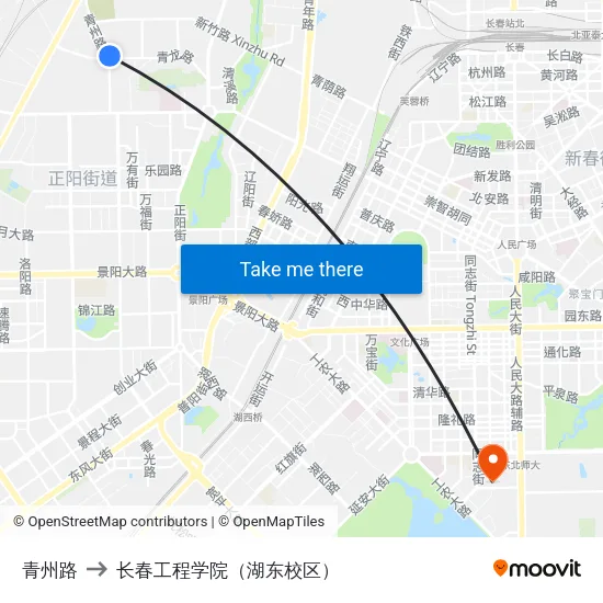 青州路 to 长春工程学院（湖东校区） map