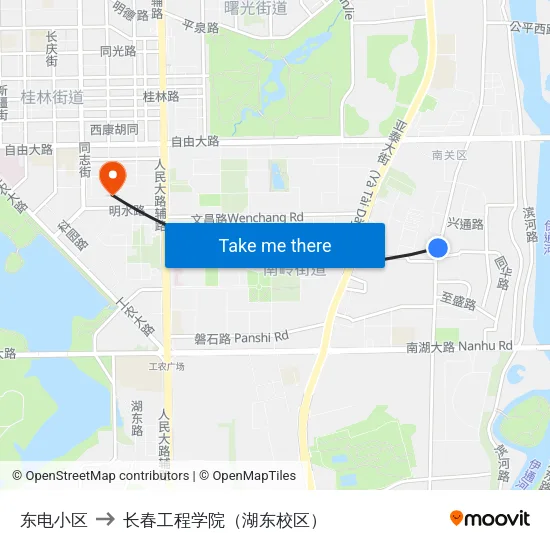 东电小区 to 长春工程学院（湖东校区） map