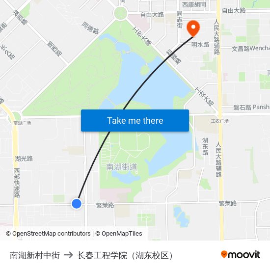 南湖新村中街 to 长春工程学院（湖东校区） map