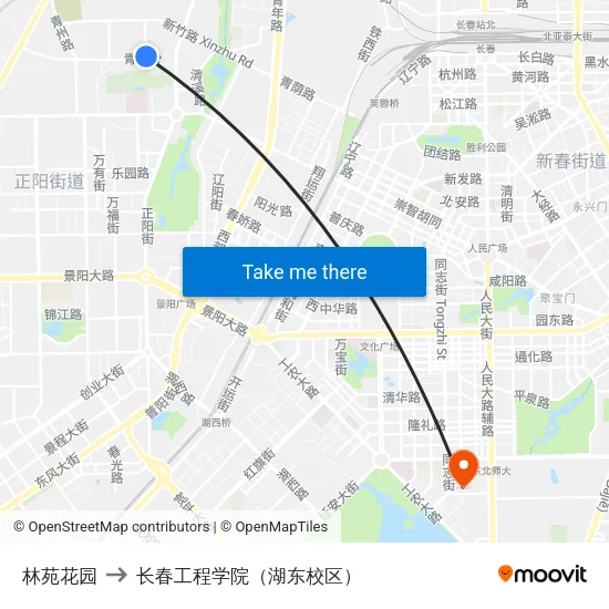 林苑花园 to 长春工程学院（湖东校区） map